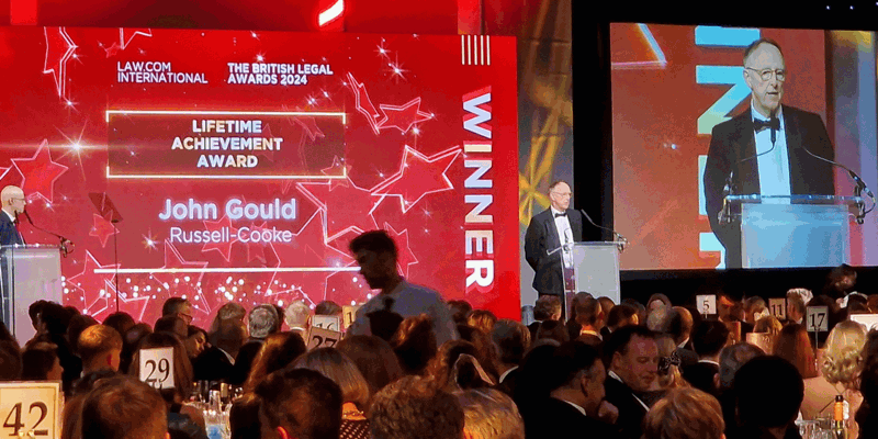 John Gould wins ‘Lifetime Achievement Award’ at British Legal Awards-Russell-Cooke-News-2024