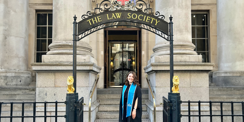 Private client associate on the steps of the Law Society. Russell-Cooke Solicitors