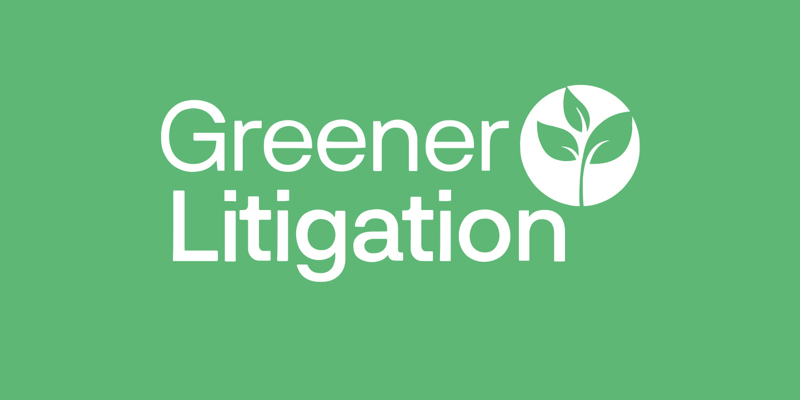 Greener Litigation Pledge logo in green with a leaf. Russell-Cooke is a signatory to the Greener Litigation Pledge.
