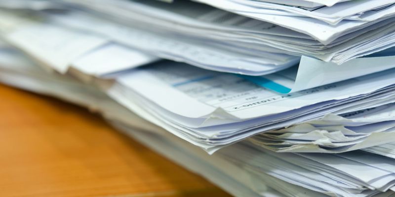 Pile of documents on a desk