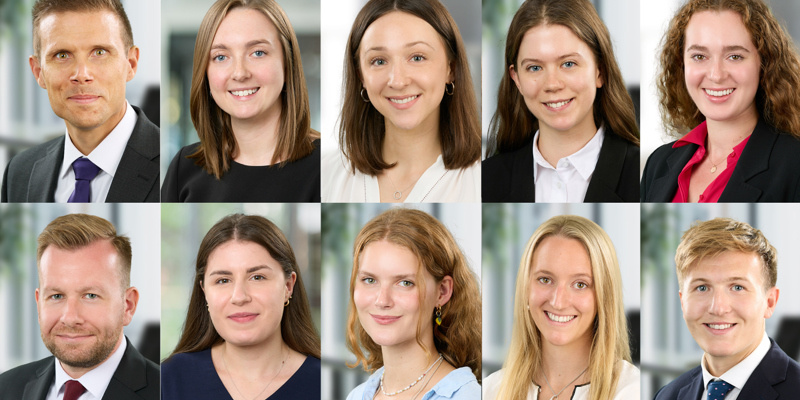 The image shows ten indivduals in grid. Russell-Cooke welcomes ten newly-qualified solicitors