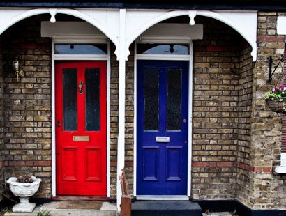 A period property with two neighbours doors, one red, the other blue. Handling noisy neighbours and disclosure of disputes—The Times Property newsletter