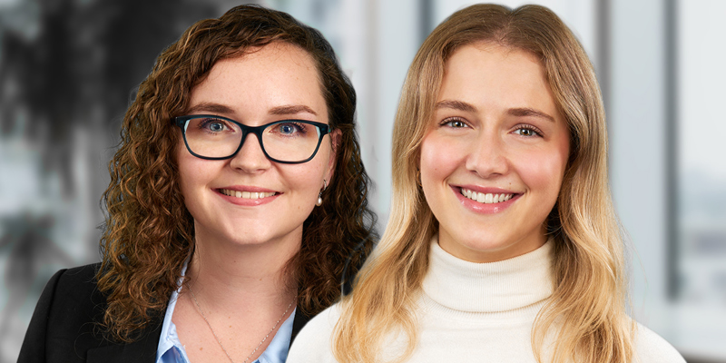 Trainee solicitors Jessica Herring and Helena Macpherson at Russell-Cooke. How commercial awareness shapes client service in real estate and private client