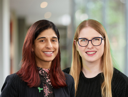 Two females. Solicitor Shabnam Ali-Khan and trainee Hannah Hayler at Russell-Cooke LLP.