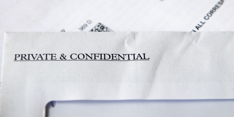 A letter with a 'private and confidential' label on it. 