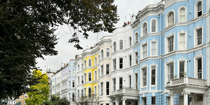Colourful Georgian houses with bay windows in London, UK. Possession proceedings reimagined—new grounds and tighter restrictions