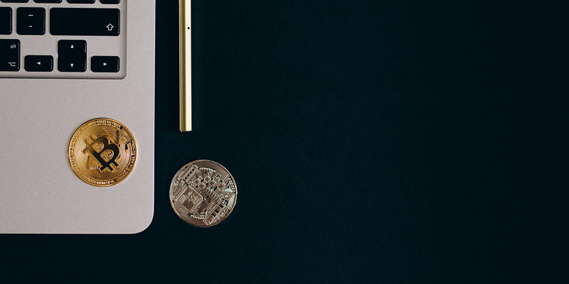 Bitcoin on a laptop