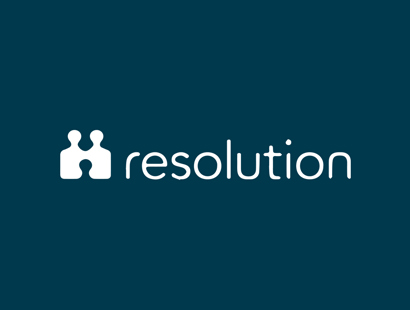 resolution logo on blue background. 