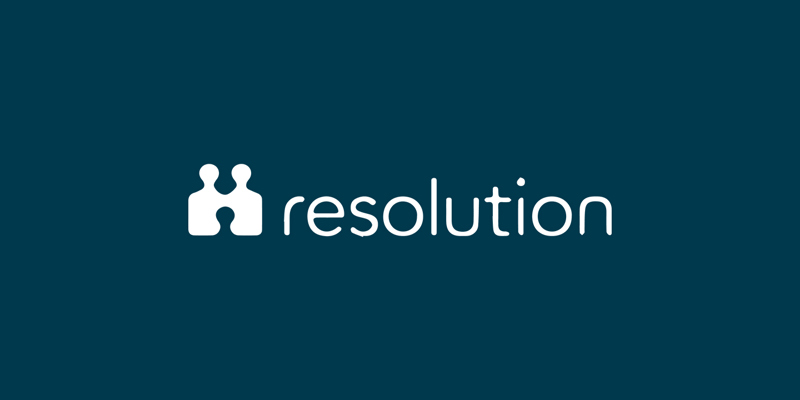 resolution logo on blue background.