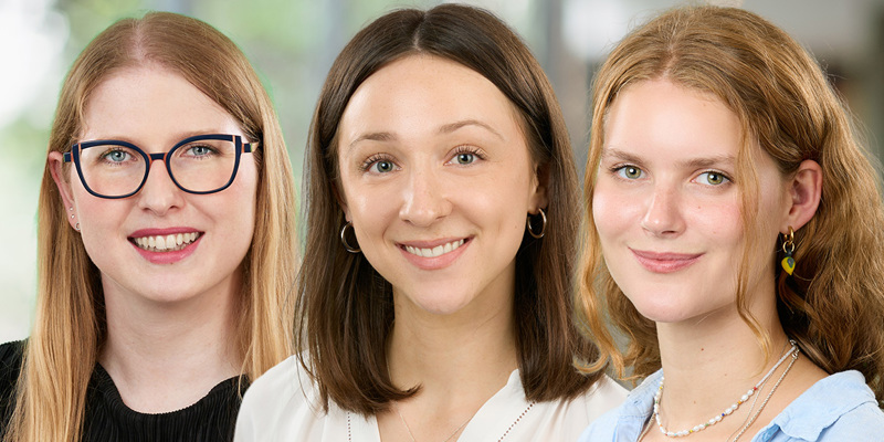 Trainees Hannah Hayler, Nina Stevens and Esther Roberts.
